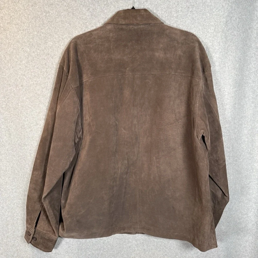 John Ashford Leather Jacket Mens Large Brown zip Up‎ Vintage